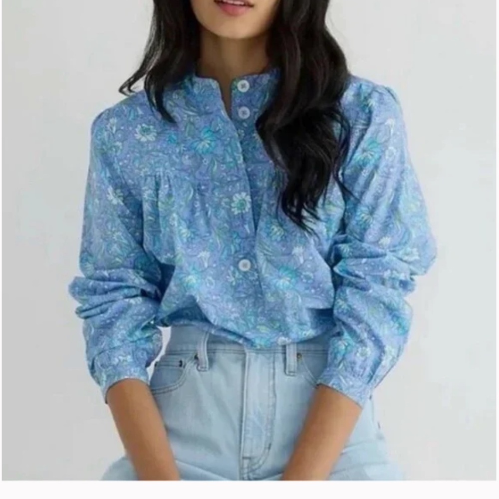Fresco top in floral cotton poplin
